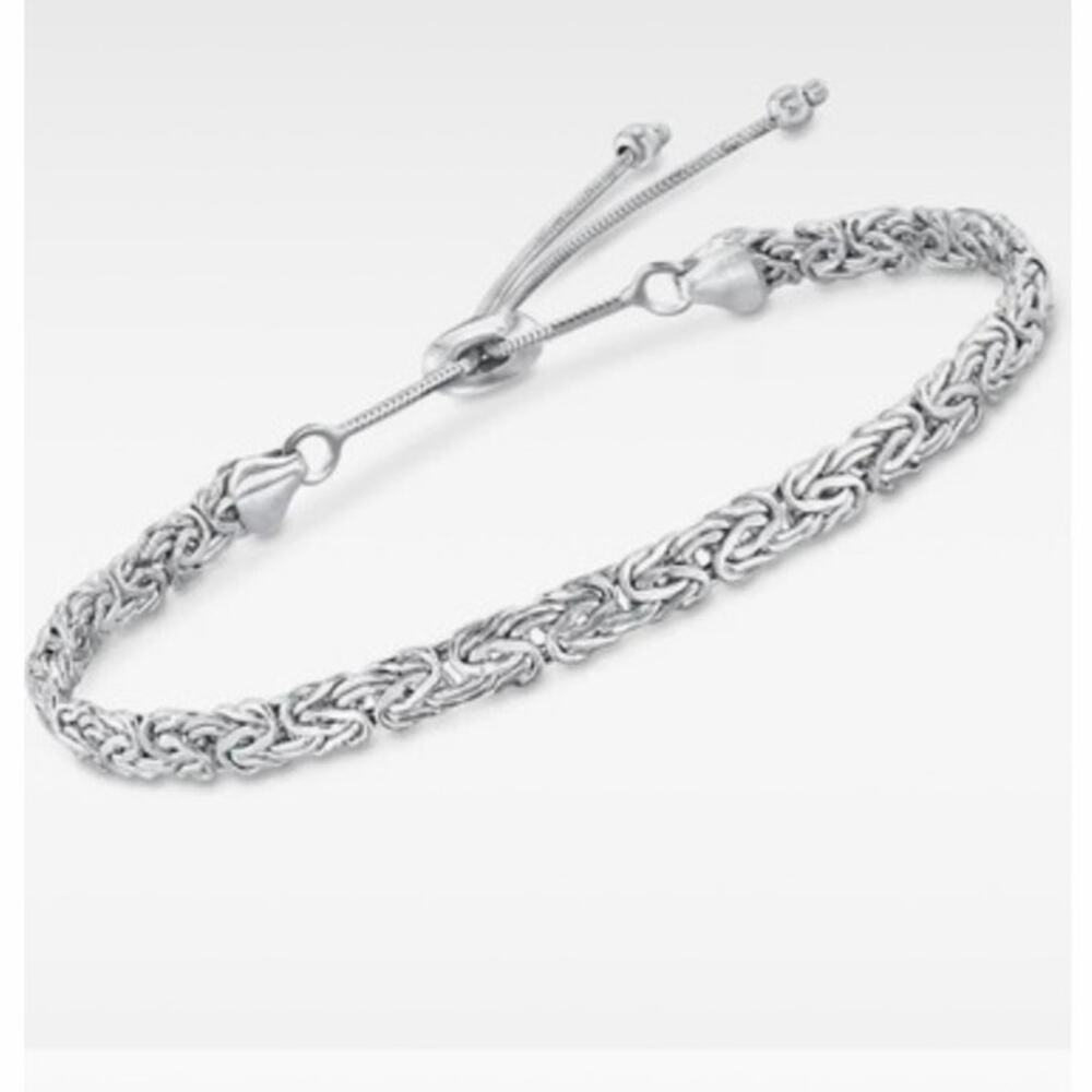Ross-Simons Solid 14K White Gold Byzantine Slider Bolo Bracelet – 4.28g